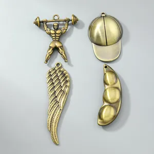 Vintage Bronze Alloy Charms DIY Jewelry Making Pendants For Bracelet Necklace Hat Wing Gym Man Peapod Retro Style Crafts