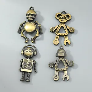 Retro Movable Alloy Robot Pendants Mechanical Steam Punk Style DIY Jewelry Accessories For Necklace Keychain Handbag Decor