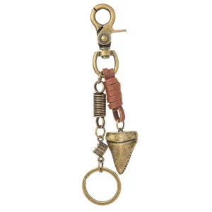 Retro Metal Jeans Chain Keychain For Men Hip Hop Punk Leather Key Ring Shark Tooth Dice Pendant Waist Chain Accessory