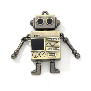 Retro-Roboter-Anhänger aus Bronze mit beweglichen Gliedmaßen für DIY-Schmuck und Ketten