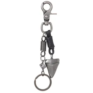 Vintage silver metal hip hop keychain with shark tooth and dice pendants for jeans