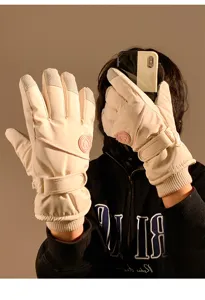 Winter thermal cycling gloves, thick fleece lined windproof touchscreen snow mittens for adults.