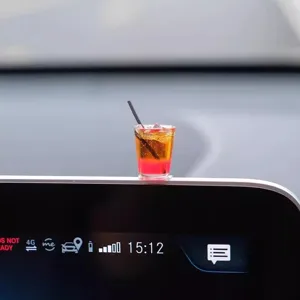 Miniature cocktail car ornament cute dashboard decor micro landscape resin toy for auto interior