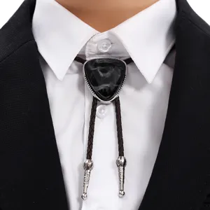 Vintage PU Braided Bolo Tie For Men Western Cowboy Style Metal Pendant Adjustable Leather Rope Neck Accessory Jewelry Gift