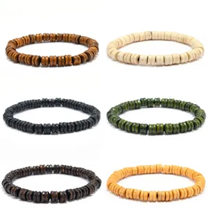 Pulsera Vintage de Madera con Cuentas de Ábaco Multi Color Hebra de Madera Simple Versátil Cuentas Elástica Brazalete Joyería Regalo para Unisex