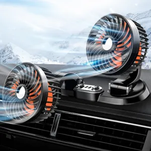 Ventilatore per auto doppia testa USB portatile per raffreddamento cruscotto camion.