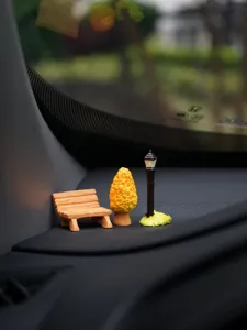 Miniatur Auto Armaturenbrett Ornament Set süße Straßenlaterne Bank Dekor Auto