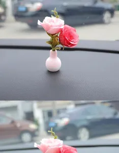 Mini car artificial flower vase simulation ornament center console micro landscape interior decor