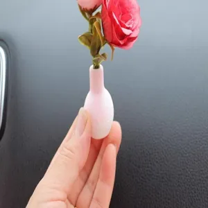 Mini car simulation flower vase ornament, creative dashboard micro landscape decor item.