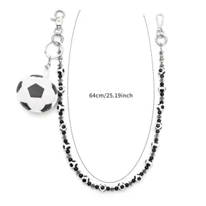 Chaîne de taille en perles football style hip hop pour jeans 64cm accessoire.
