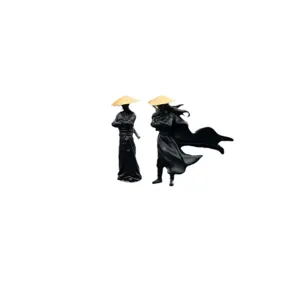 Ancient wuxia swordsman car ornament desktop figurine, resin miniature cool black decor.