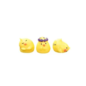 Set de jolies figurines de petits poussins jaunes en résine, mini jouets de déco auto.