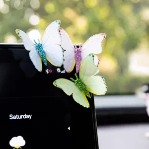 Cute car butterfly dashboard decoration ornament with glitter finish style for auto interior.