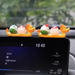 Chinese Style Cartoon Dragon Boat Car Dashboard Ornament Resin Figurine Auto Interior Decoration Gift Craft