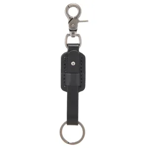 Retro Cowhide Leather Keychain For Men Vintage Zinc Alloy Metal Hook Handmade Stitched Car Keyring Waist Hang Accessories