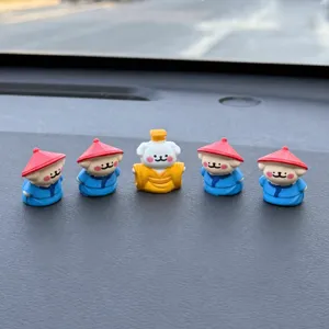 Cute emperor dog and guard dog resin figurines set, perfect creative car dashboard interior decor.