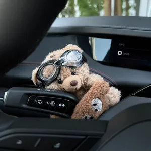 Cute Bear Car Steering Wheel Gear Shift Wiper Decorative Doll Cartoon Plush Car Interior Ornament Gift For Women