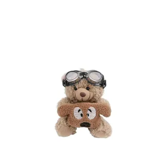 Cute pilot bear plush doll car interior decoration ornament main view showcasing design