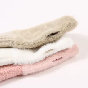 Women winter warm half finger knit gloves fleece wrist warmers typing office student