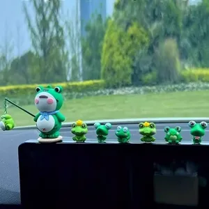 Cute glowing frog car dashboard ornament cute resin cartoon animal interior decor desktop toy