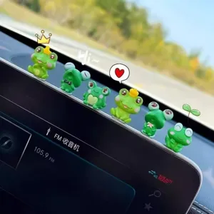 Cute glowing little frog car dashboard ornament, lovely resin animal interior decor.