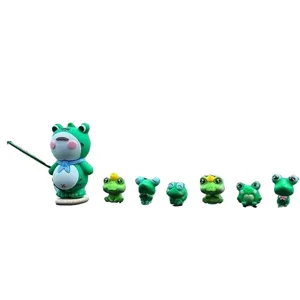 Luminous little frog car ornament set cute desktop resin miniature decor figures toys set