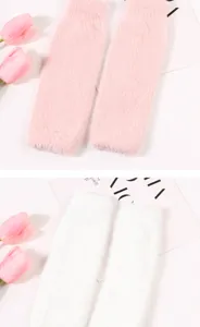 Guanti soffici senza dita donna inverno caldi peluche manicotti morbidi dolci maniche