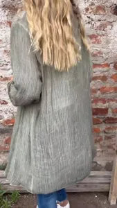 Cardigan décontracté plissé uni à manches longues pour femme mode printemps automne