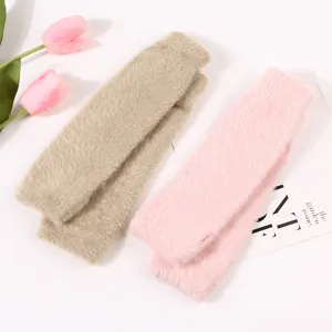 Guanti senza dita peluche e scaldabraccia invernali caldi per donne, morbidi e accoglienti.