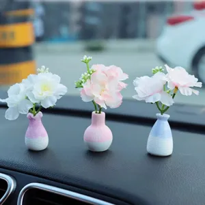 Mini car vase simulation flower ornament dashboard decor, cute micro landscape craft