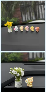 Cute animal bouquet car dashboard ornament cute mini resin figurine interior decor