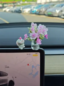 Lindo florero de conejo para auto, adorno de tablero de instrumentos, mini figura.
