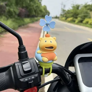 Cute capybara electric vehicle handlebar decoration with spinning windmill for bike moto.