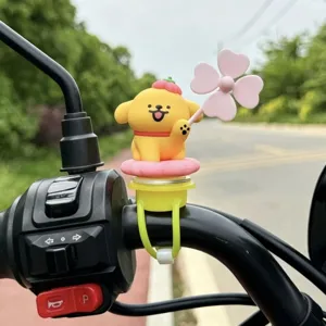 Cute Animal Car Ornament Vinyl Puppy Figurine With Rotating Windmill Interior Decor For Electric Vehicle Bicycle