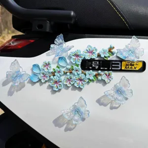 Stickers papillon et fleurs de pêcher irisés 3D pour décoration de trottinette électrique.