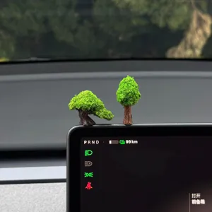 Car dashboard miniature tree ornament cute resin bonsai decoration for auto interior console screen