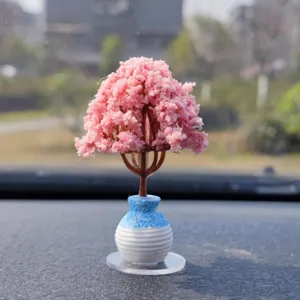 Miniatura albero di ciliegio ornamento cruscotto auto, pianta simulata carina.