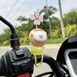 Cute motorcycle helmet duck and dog handlebar decoration with spinning windmill propeller accessory.