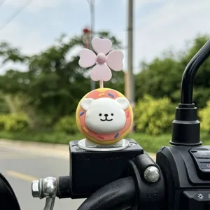 Cute cartoon dog motorcycle handlebar ornament with pink windmill propeller for electric bike