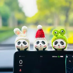 Cute Panda Tiger Car Interior Ornament Resin Dashboard Cute Animal Figurine Auto Center Console Decoration Accessories
