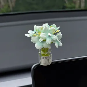 Künstliche Blumen Vase Dekoration fürs Auto Armaturenbrett, süße kleine Deko für den Innenraum.