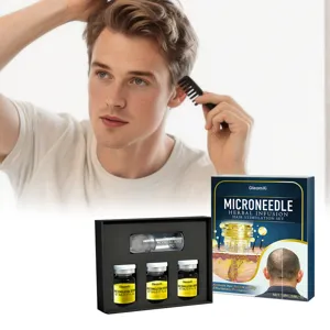 Set siero stimolante capelli alle erbe GleamXi con rullo microaghi per la cura del cuoio.