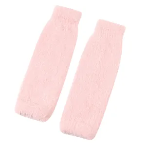 Guanti senza dita in peluche rosa da donna, comode maniche invernali calde, stile giapponese.