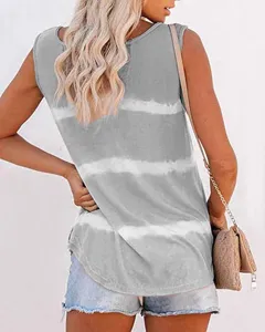 Summer women's casual tie dye sleeveless tank top basic fashion vest for daily wear