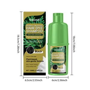 GleamXi schwarzes Pflanzen-Blasen-Haarfärbe-Shampoo sanfte Formel natürliche Farbe 100ml