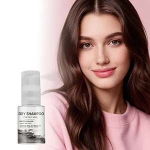 Detail view of the dry shampoo spray showing clean application and natural hair texture.