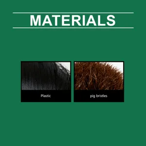 Close up detail showing hair brush bristle materials like plastic and natural pig hair.