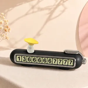 Simpatica scheda di parcheggio temporaneo fungo targa numero di telefono auto ornamento.