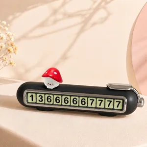 Simpatica carta di parcheggio temporaneo fungo targa numero di telefono auto nero