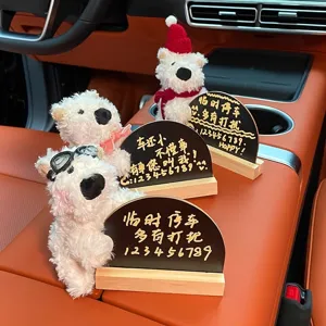 Lindo Perro de Peluche West Highland Placa de Número de Estacionamiento Temporal para Coche Decoración de Adorno Interior de Coche de Dibujos Animados Creativo